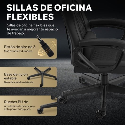 SENSE7 Knight Silla Gaming de Ecopiel Ergonómico Soporte Lumbar Negra