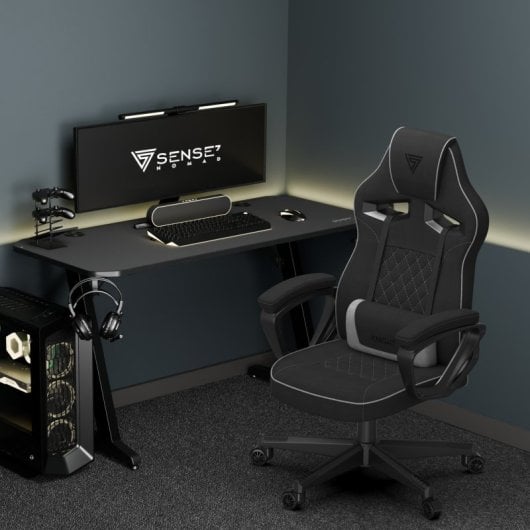 SENSE7 Knight Silla Gaming de Tela Ergonómico Soporte Lumbar Negra/Gris