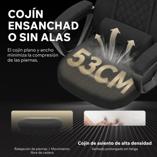 SENSE7 Knight Silla Gaming de Tela Ergonómico Soporte Lumbar Negra