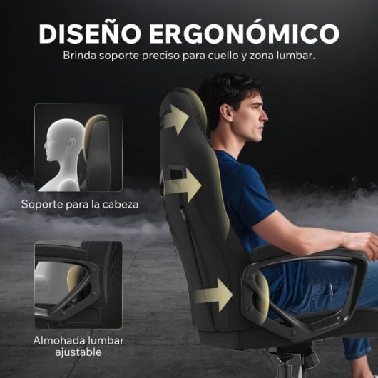 SENSE7 Knight Silla Gaming de Tela Ergonómico Soporte Lumbar Negra