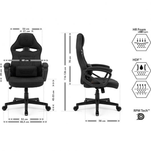 Sense7 Knight Tela Silla Gaming Negra