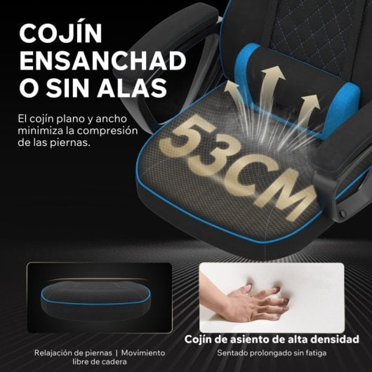 SENSE7 Knight Silla Gaming de Tela Ergonómico Soporte Lumbar Negra/Azul