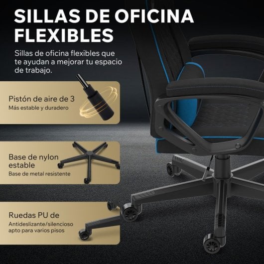 SENSE7 Knight Silla Gaming de Tela Ergonómico Soporte Lumbar Negra/Azul