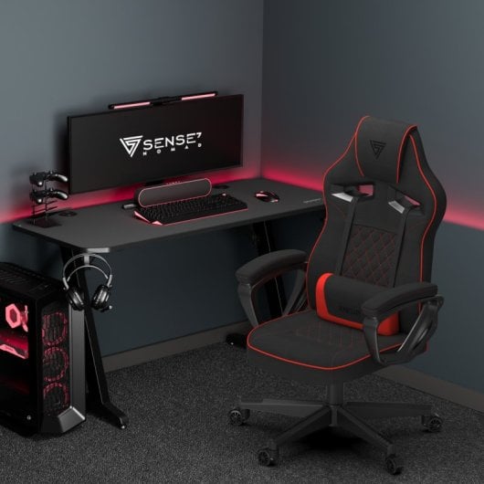 SENSE7 Knight Silla Gaming de Tela Ergonómico Soporte Lumbar Negra/Roja