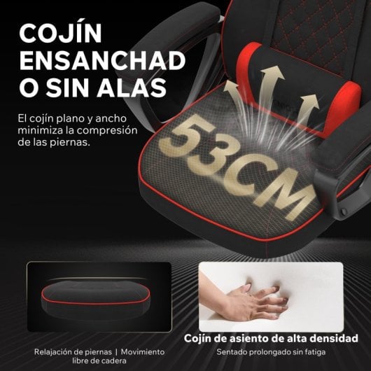 SENSE7 Knight Silla Gaming de Tela Ergonómico Soporte Lumbar Negra/Roja