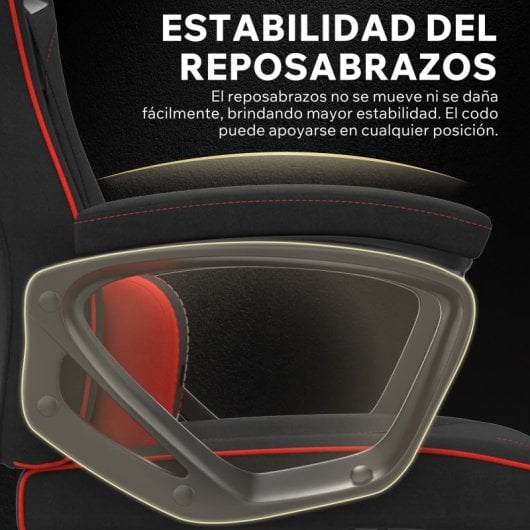 SENSE7 Knight Silla Gaming de Tela Ergonómico Soporte Lumbar Negra/Roja