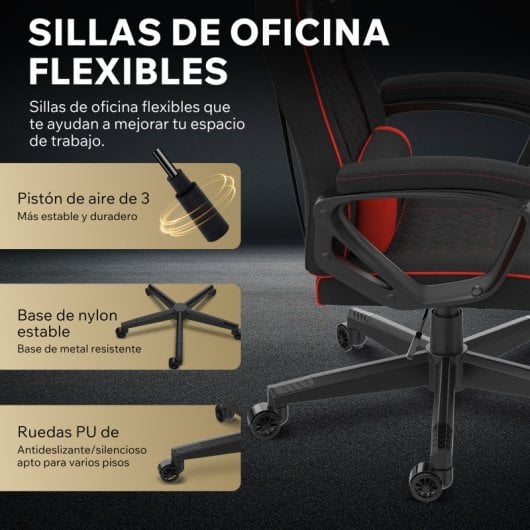 SENSE7 Knight Silla Gaming de Tela Ergonómico Soporte Lumbar Negra/Roja