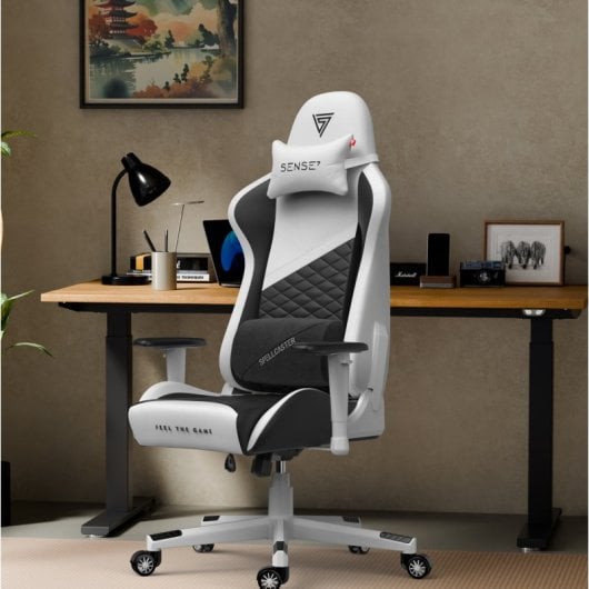 SENSE7 Spellcaster Senshi Edition Silla Gaming de Ecopiel Ergonómico Soporte Lumbar Blanco