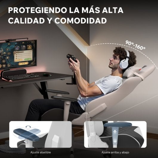 SENSE7 Spellcaster Senshi Edition Silla Gaming de Ecopiel Ergonómico Soporte Lumbar Blanco
