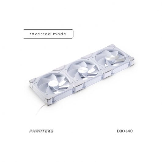Phanteks D30 Kit 3 Ventiladores PWM 140 mm Flujo De Aire Invertido D-RGB Blanco