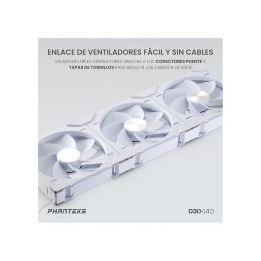 Phanteks D30 Kit 3 Ventiladores PWM 140 mm Flujo De Aire Invertido D-RGB Blanco