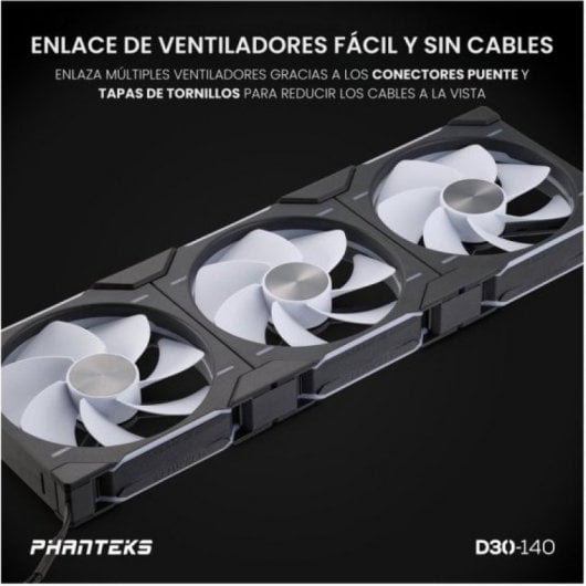 Phanteks D30 Kit 3 Ventole PWM Flusso d'Aria Invertito 140 mm D-RGB Nero