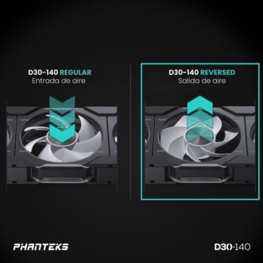 Phanteks D30 Kit 3 Ventilateurs PWM 140 mm Flux d'Air Inversé D-RGB Noir