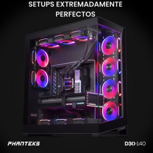 Phanteks D30 Kit 3 Ventilateurs PWM 140 mm Flux d'Air Inversé D-RGB Noir