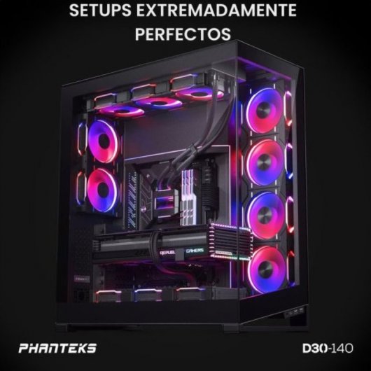 Phanteks D30 Kit 3 Ventole PWM Flusso d'Aria Invertito 140 mm D-RGB Nero