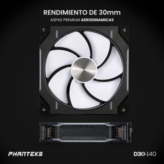 Phanteks D30 Kit 3 Ventilateurs PWM 140 mm Flux d'Air Inversé D-RGB Noir