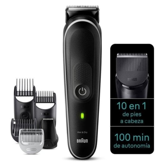 Máquina de Cortar Cabelo Multifunções Braun Series 5 MGK5440 Sem Fios 100min 3 Pentes À Prova de Água