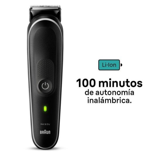 Máquina de Cortar Cabelo Multifunções Braun Series 5 MGK5440 Sem Fios 100min 3 Pentes À Prova de Água