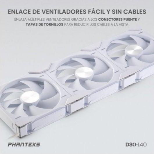 Phanteks D30 Kit 3 Ventiladores PWM 140 mm Flujo Regular D-RGB Blanco