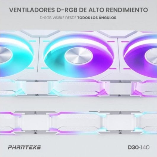 Phanteks D30 Kit 3 Ventiladores PWM 140 mm Flujo Regular D-RGB Blanco