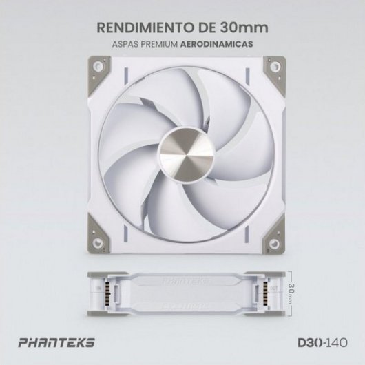 Phanteks D30 Kit 3 Ventiladores PWM 140 mm Flujo Regular D-RGB Blanco