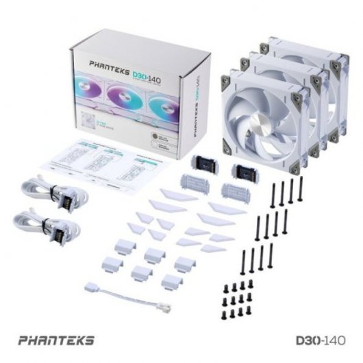 Phanteks D30 Kit 3 Ventole PWM 140 mm Flusso Regolare D-RGB Bianco