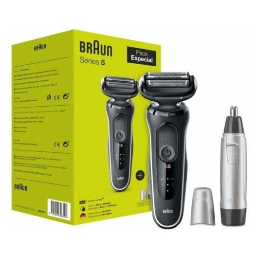 Máquina de Barbear Facial Braun Series 5 51-W1000s Recarregável 50min Seco e Molhado 3 Lâminas Carga Rápida