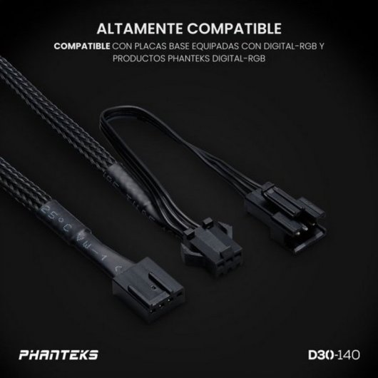 Phanteks D30 Kit 3 Ventiladores PWM 140 mm Flujo Regular D-RGB Negro