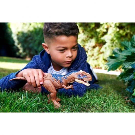 Mattel Jurassic World Dinosaurio de Juguete Rajasaurus Ruge y Ataca