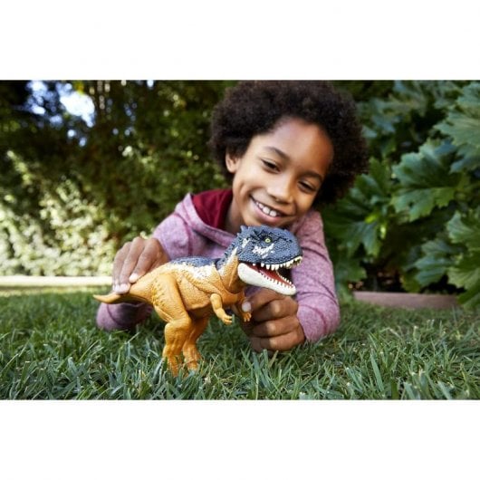Brinquedo de dinossauro Mattel Jurassic World Skorpiovenator ruge e ataca