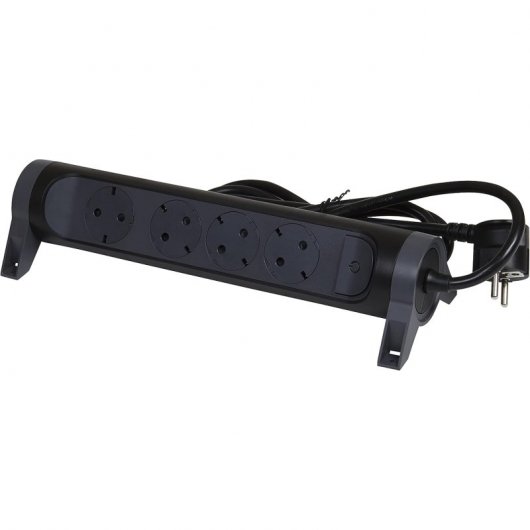 Extensão elétrica Legrand com interruptor 4x Schuko 3m preto/cinza