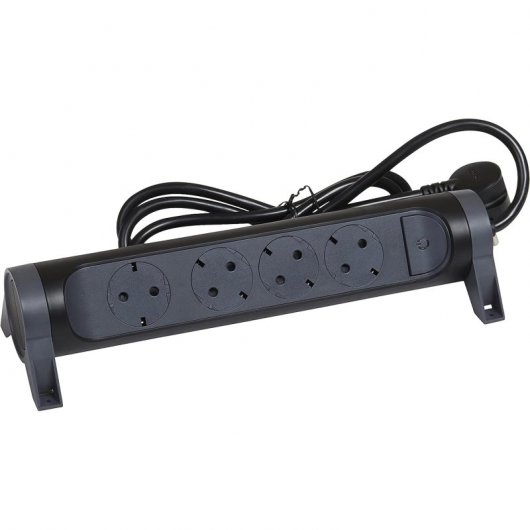 Extensão elétrica Legrand com interruptor 4x Schuko 3m preto/cinza