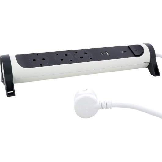 Legrand Multipresa con Protezione 3x Schuko 2P+T/USB-A/USB-C 1,5m Bianco/Nero
