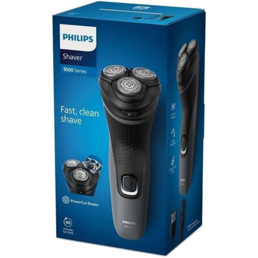 Elektrorasierer Philips Shaver 1000 Series S1142/00 Kabellos 40min Nass- und Trockenrasur 3 Scherköpfe Flexible Scherköpfe Präzisionstrimmer