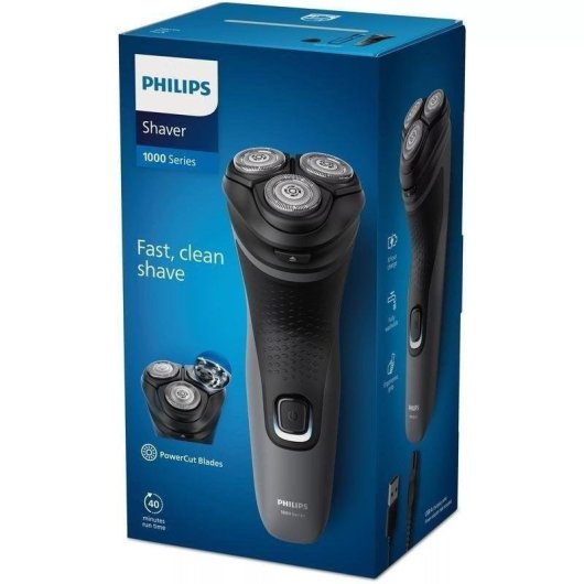 Elektrorasierer Philips Shaver 1000 Series S1142/00 Kabellos 40min Nass- und Trockenrasur 3 Scherköpfe Flexible Scherköpfe