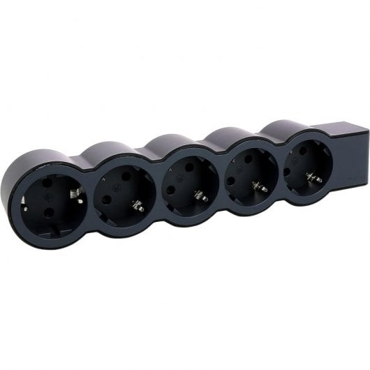 Legrand Regleta 5x Schuko sin Cable Negro/Gris