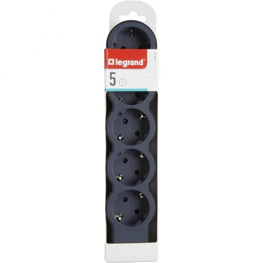 Legrand Regleta 5x Schuko sin Cable Negro/Gris