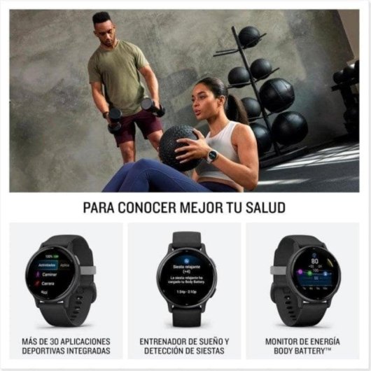 Garmin Vivoactive 5 Bluetooth GPS 42mm AMOLED Preto 4GB Body Battery 5ATM SpO2