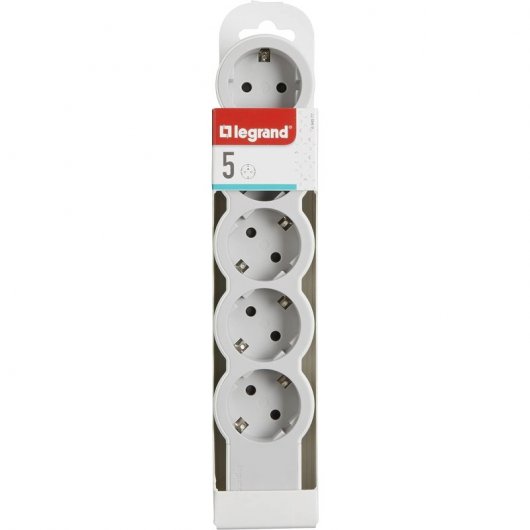 Legrand Multiprise 5x Schuko sans Câble Blanc/Gris