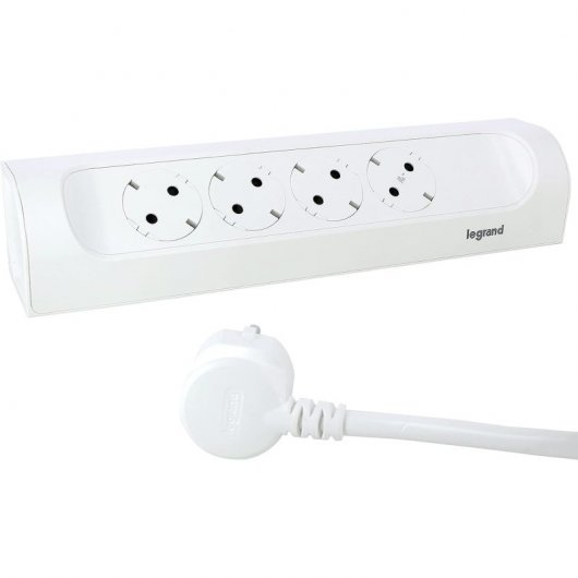 Legrand 4x Presa multipla Schuko ad angolo speciale per cucina 1m Bianco