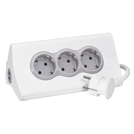 Multiprise Legrand 3 x Schuko + 2x USB avec support tablette 1,5 m Blanc
