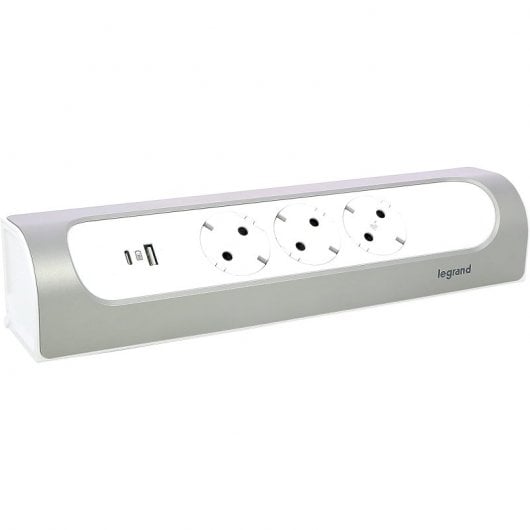Legrand Multiprise 3x Schuko/USB-A/USB-C 1m Blanc/Aluminium