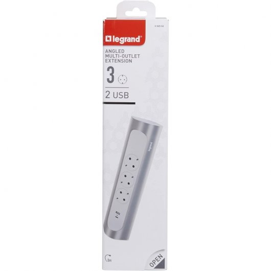 Legrand Multiprise 3x Schuko/USB-A/USB-C 1m Blanc/Aluminium