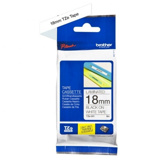 Brother TZe241 Cinta Laminada para Rotuladora Electrónica Negro sobre Blanco