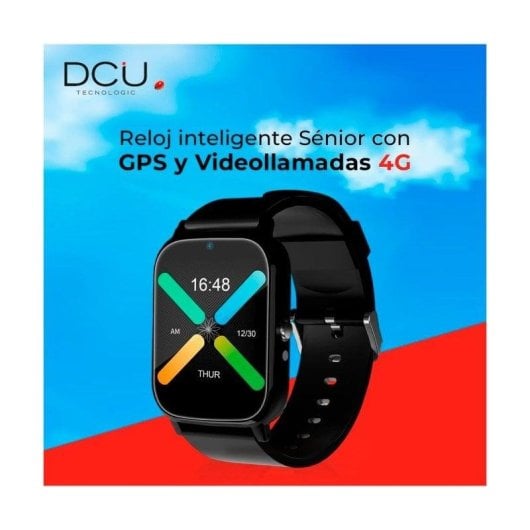 DCU Tecnologic Smartwatch Senior GPS 4G 47,8mm IPS Preto Resistente à Água IPX6 SOS SpO2