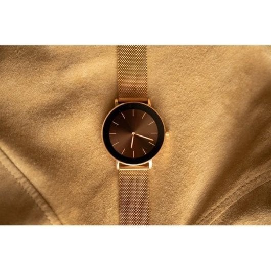 DCU Boulevard Bluetooth 43mm AMOLED Ouro Rosa IP68 SpO2 Pulsómetro Monitor Sono