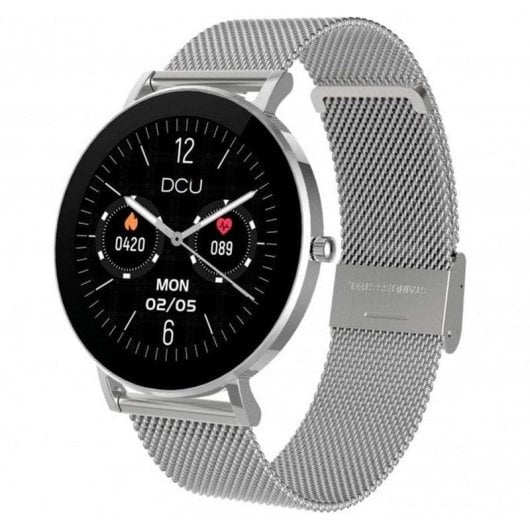 DCU Boulevard Bluetooth 43mm AMOLED Silber IP68 SpO2 Herzfrequenz Schlaftracking