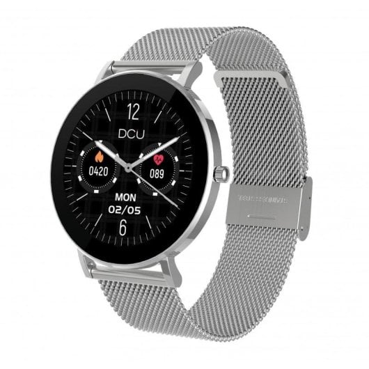 DCU Boulevard Bluetooth 43mm AMOLED Silber IP68 SpO2 Herzfrequenz Schlaftracking