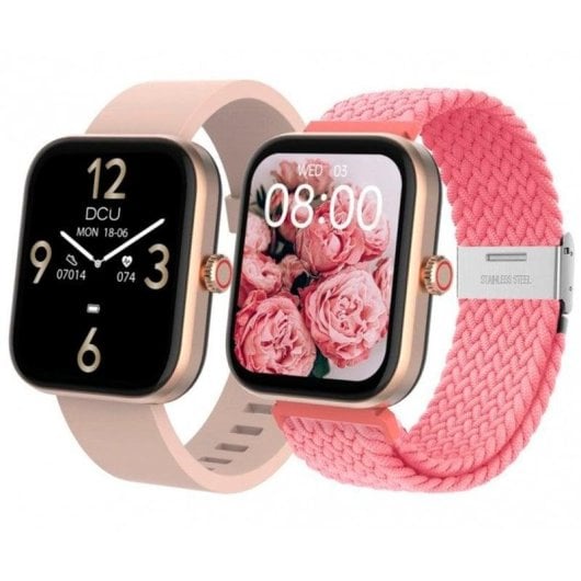 DCU Los Angeles Bluetooth 44,5mm TFT Ouro Rosa Correa Nylon e Silicone Tamanho Único IP67 SpO2 Pulso Sono