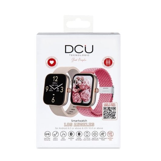 DCU Los Angeles Bluetooth 44,5mm TFT Ouro Rosa Correa Nylon e Silicone Tamanho Único IP67 SpO2 Pulso Sono